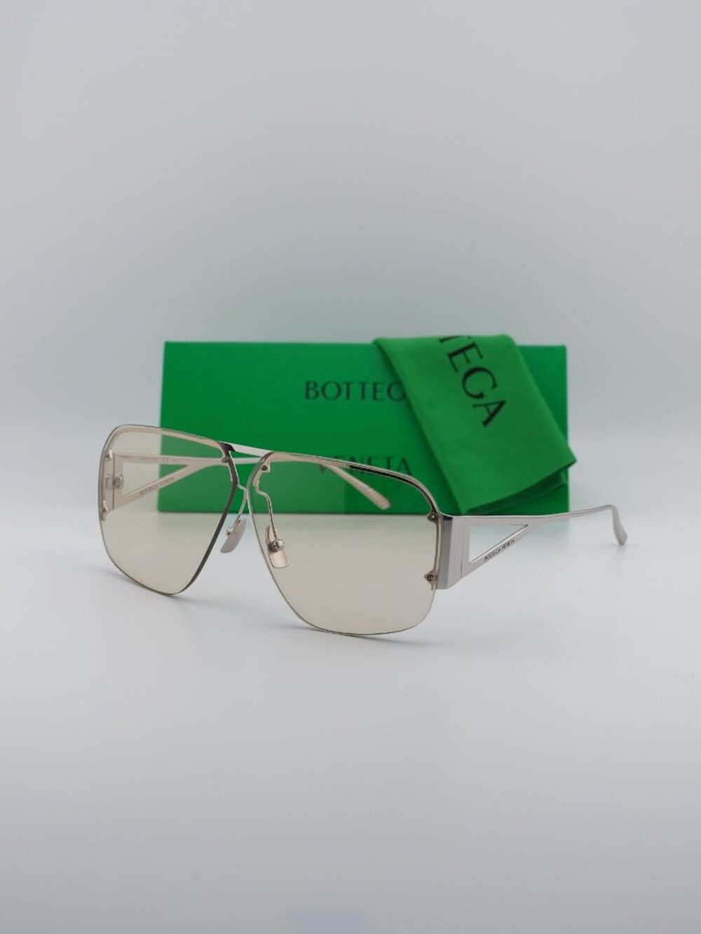 Bottega Veneta BV1065S 006 Aviator Sunglasses - Silver / Yellow